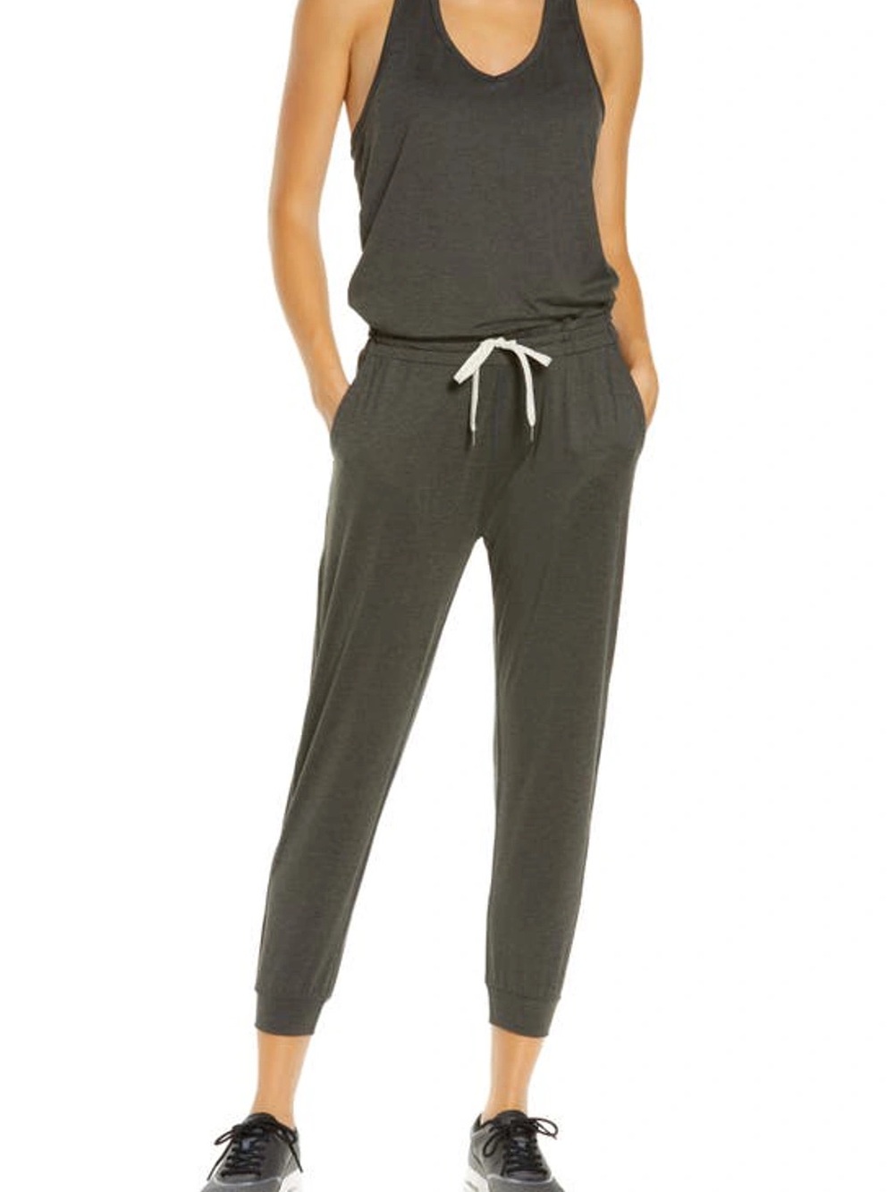 Vuori Olive Green Racerback Jumpsuit with Drawstring